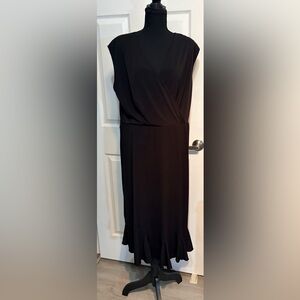 Black Sleeveless Midi Dress with Flounce Hem